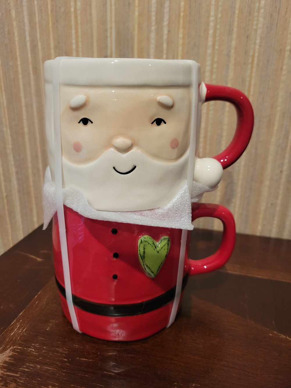 Demdaco Red and White Stackable Santa Ceramic Mug Set NWT